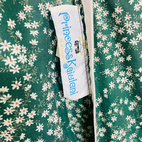 Vintage Princess Kaiulani Hawaii Maxi Green/White Lace Floral Dress Size 14 - Picture 10 of 10